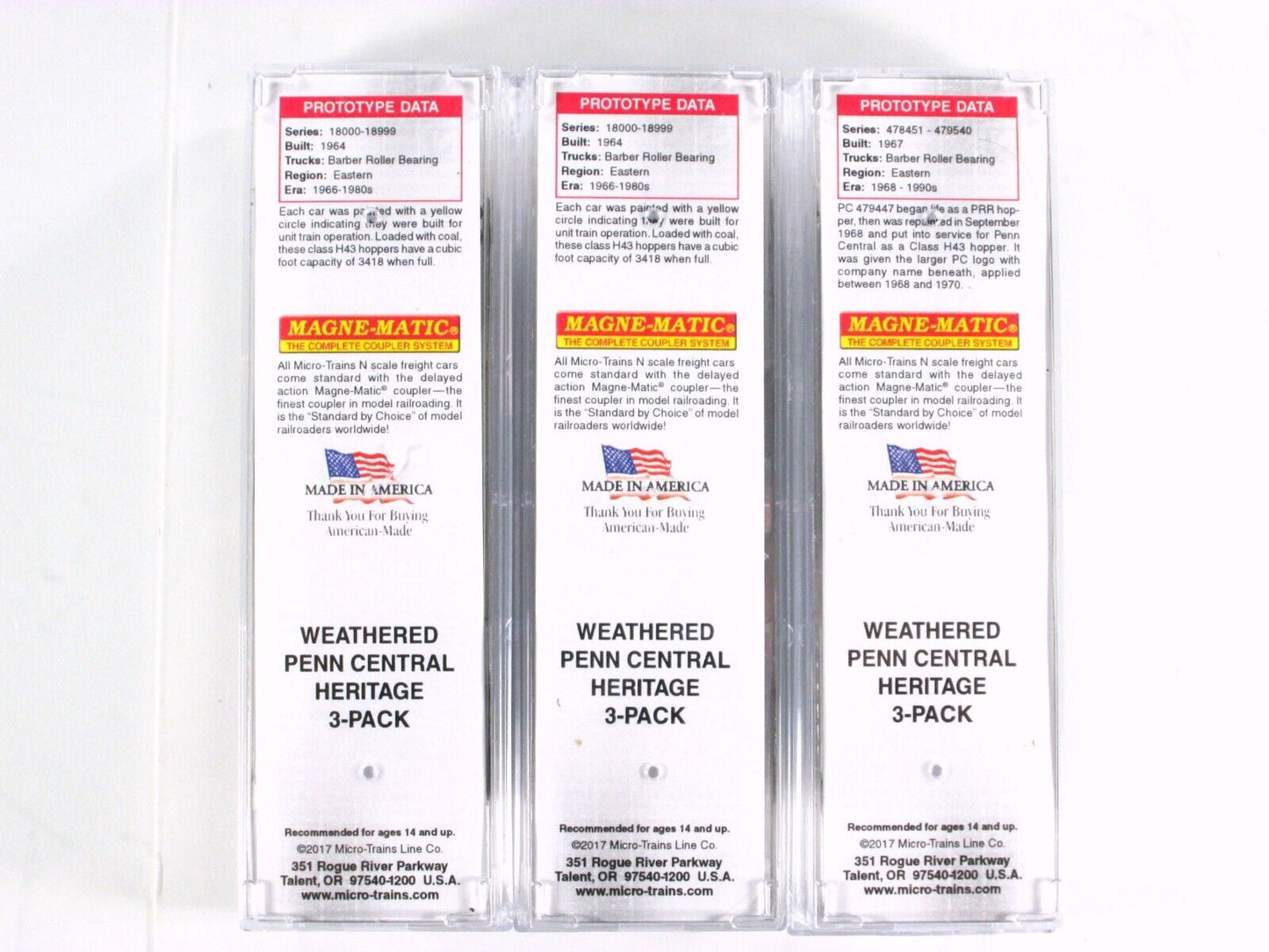N Scale **PENN CENTRAL** Heritage Weathered Hoppers -Micro Trains 99305420 *Read