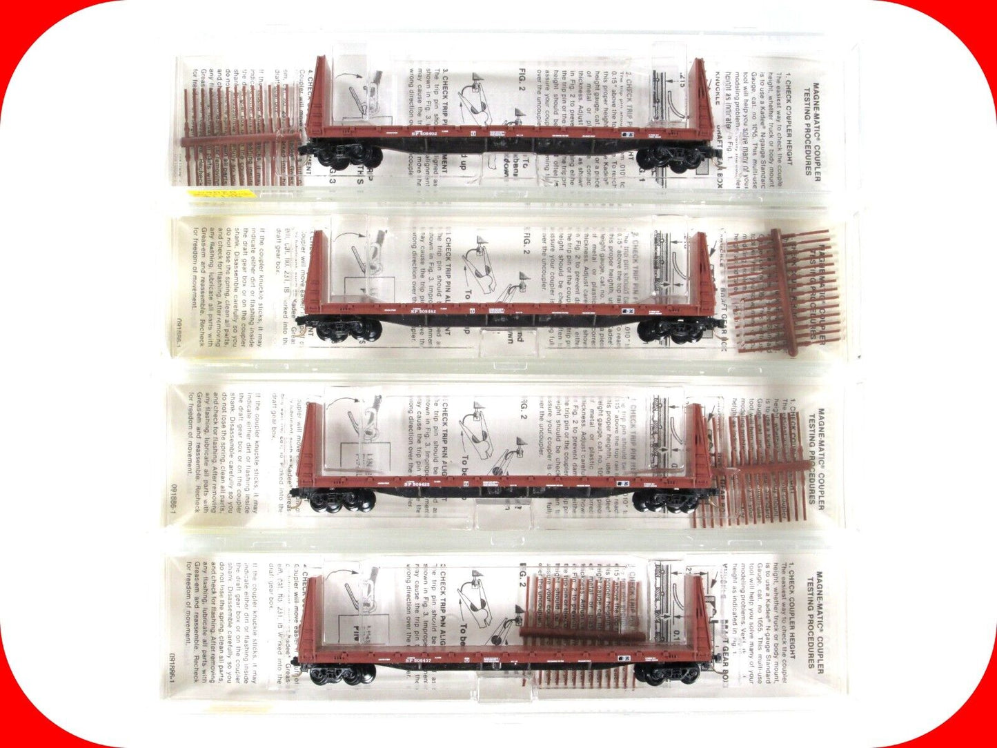 N Scale **SOUTHERN PACIFIC** Bulkhead Flat 4-Car Set -- Kadee Micro Trains 54020