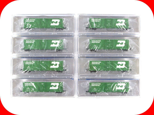 N Scale *BURLINGTON NORTHERN* 50' Insulated Box Car 8-Set -WHEELS of TIME **RARE