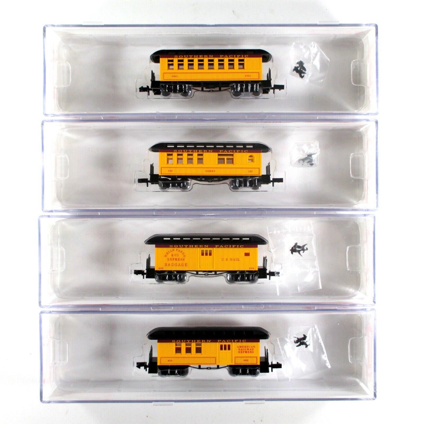 N Scale ***SOUTHERN PACIFIC*** OVERTON 4-Set - Roundhouse 89431, Knuckle Cp RARE