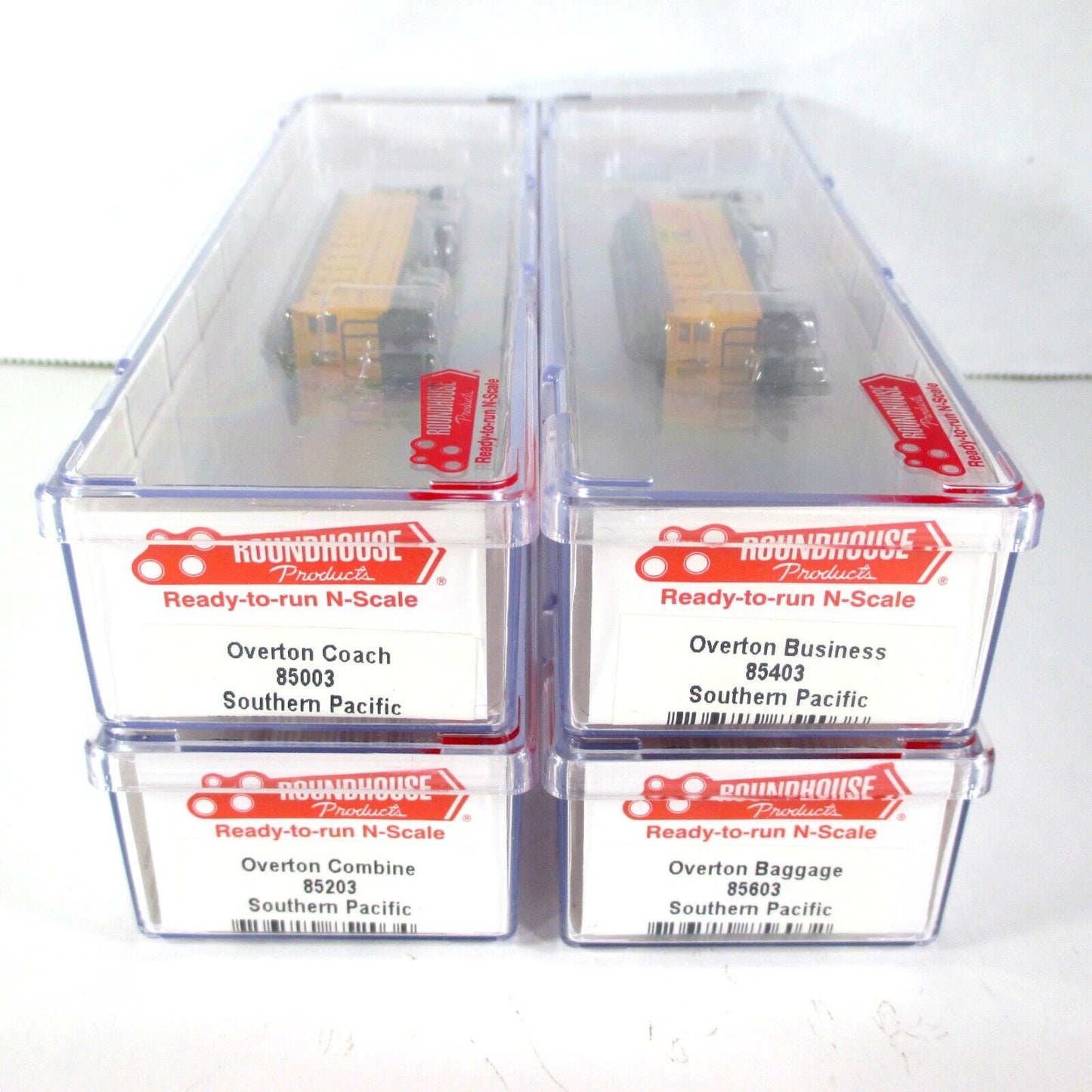 N Scale ***SOUTHERN PACIFIC*** OVERTON 4-Set - Roundhouse 89431, Knuckle Cp RARE