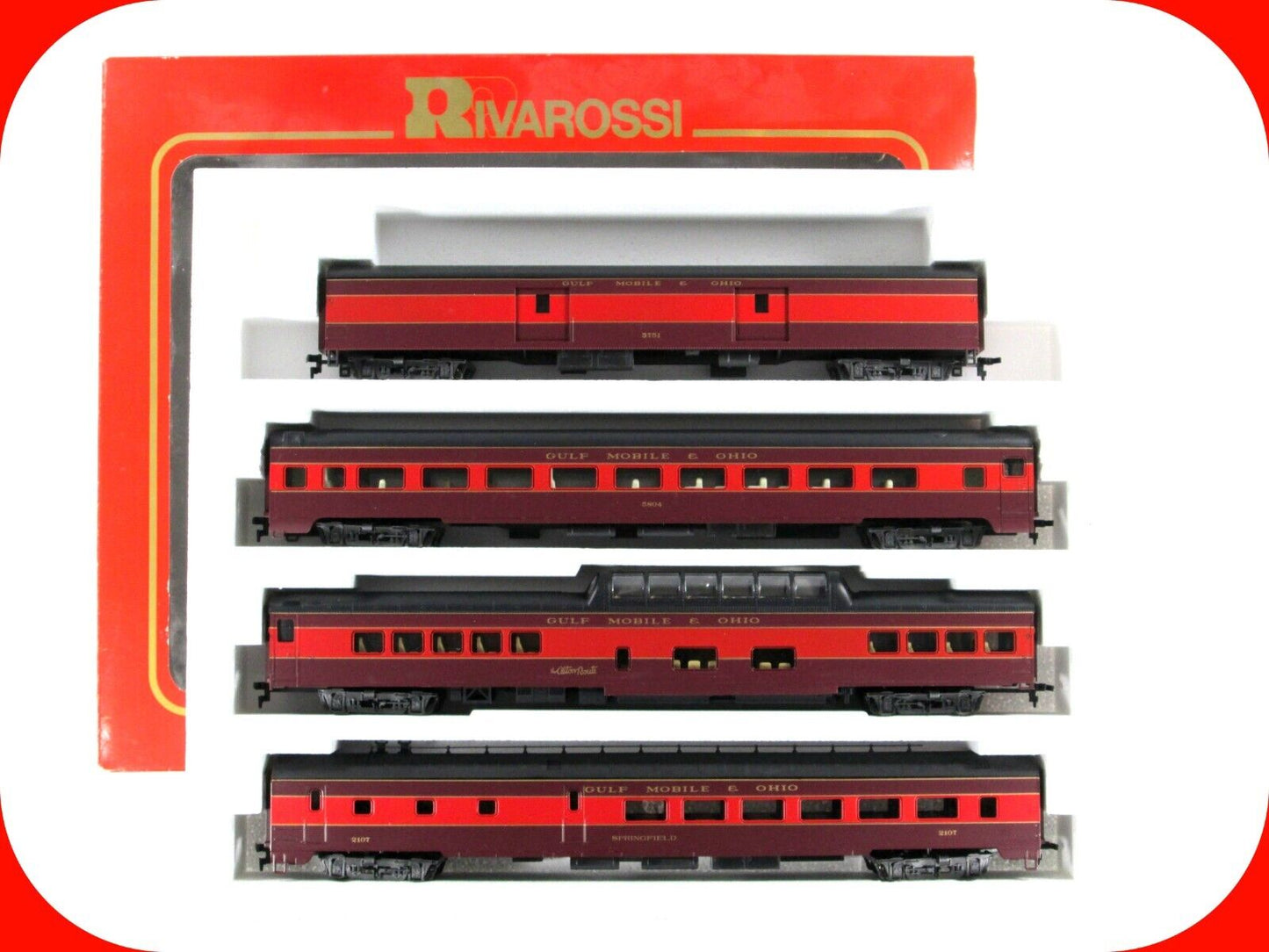 HO Scale ***GULF MOBILE & OHIO*** 1930s Passenger 4-Car Set A --- Rivarossi 6976