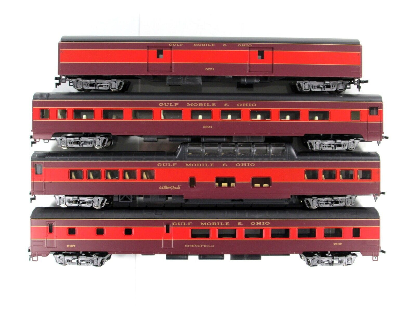 HO Scale ***GULF MOBILE & OHIO*** 1930s Passenger 4-Car Set A --- Rivarossi 6976