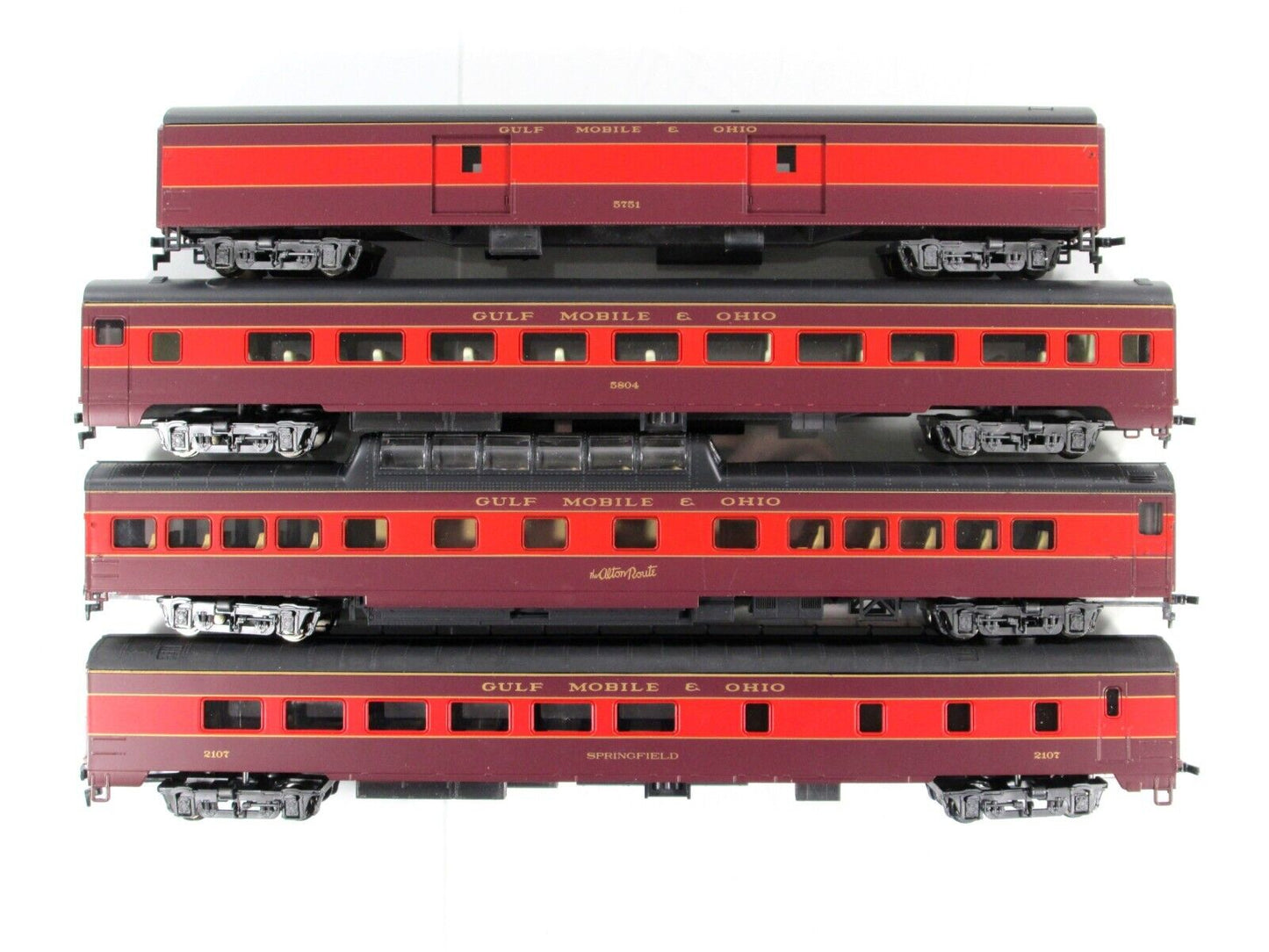 HO Scale ***GULF MOBILE & OHIO*** 1930s Passenger 4-Car Set A --- Rivarossi 6976
