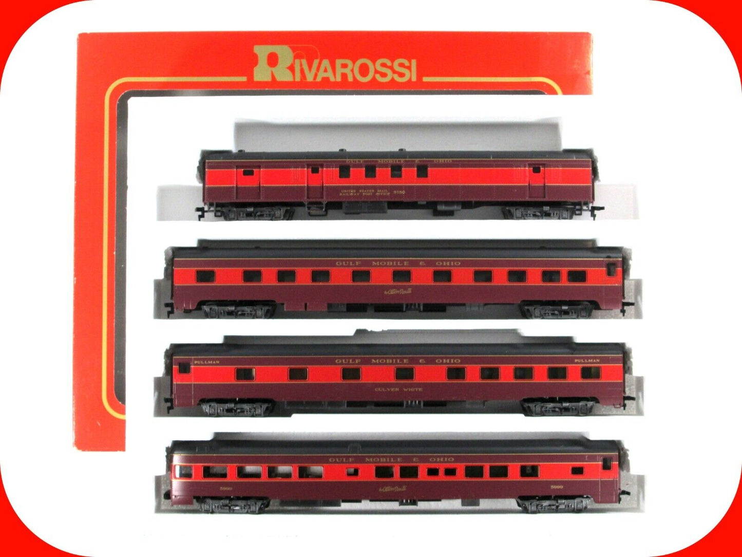HO Scale ***GULF MOBILE & OHIO*** 1930s Passenger 4-Car Set B --- Rivarossi 6977