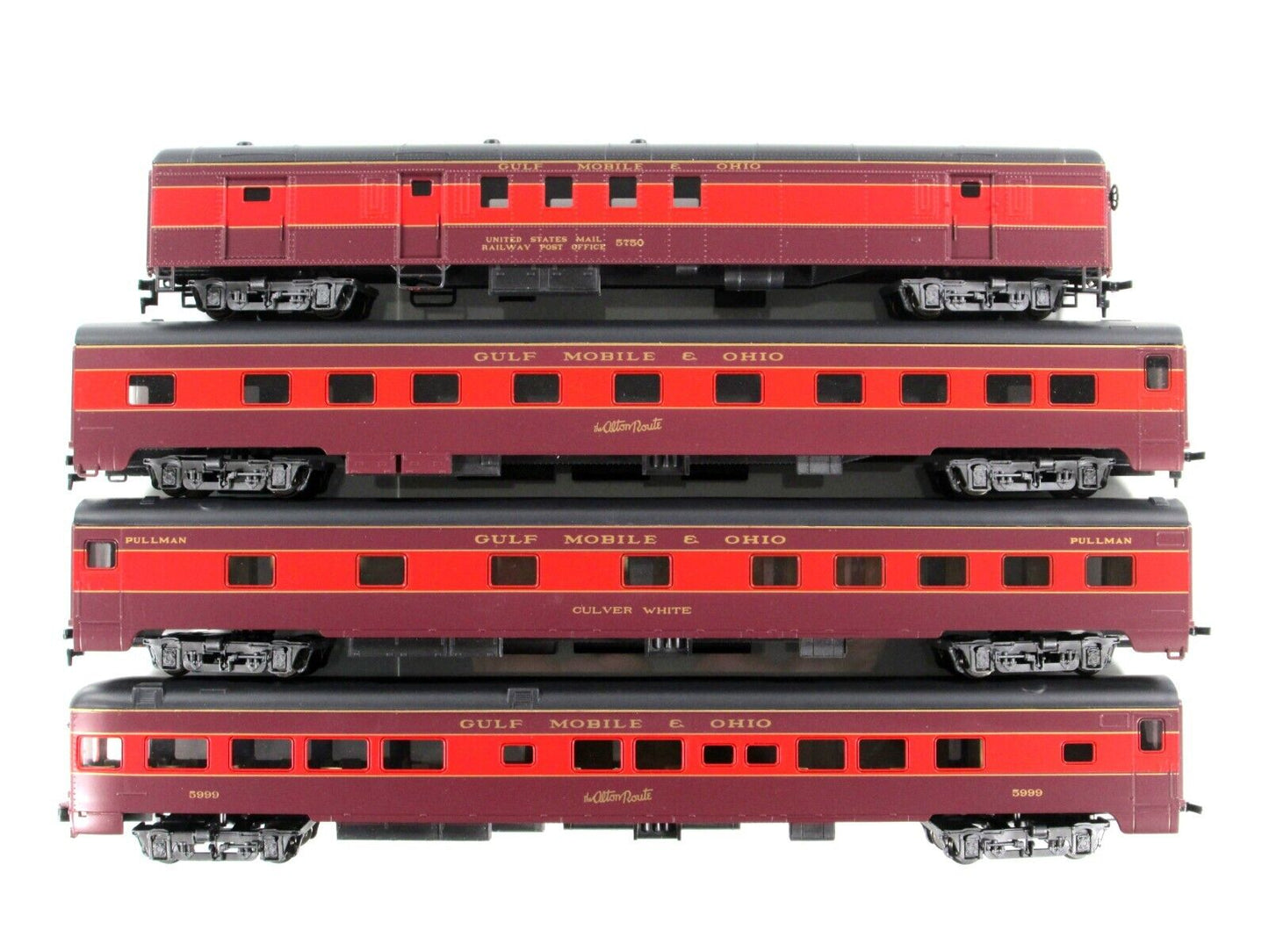 HO Scale ***GULF MOBILE & OHIO*** 1930s Passenger 4-Car Set B --- Rivarossi 6977
