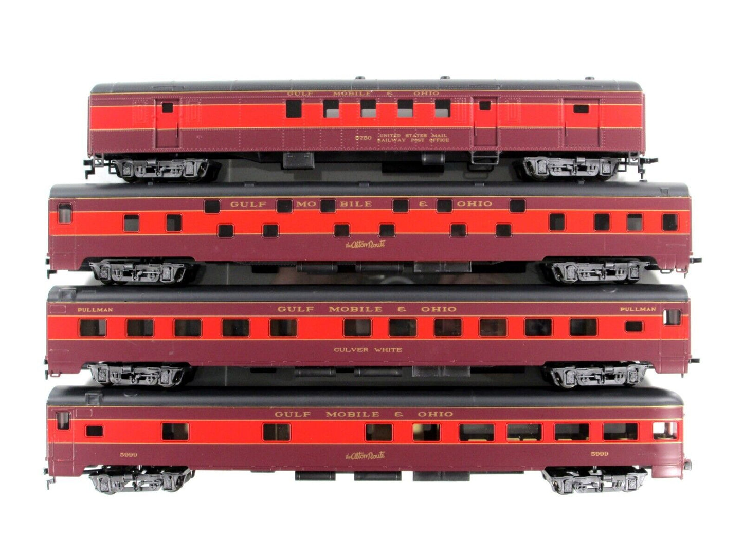 HO Scale ***GULF MOBILE & OHIO*** 1930s Passenger 4-Car Set B --- Rivarossi 6977