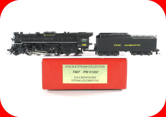 N Scale *PERE MARQUETTE* 2-8-4 Berkshire Steam Locomotive #1202 - Life-Like 7467