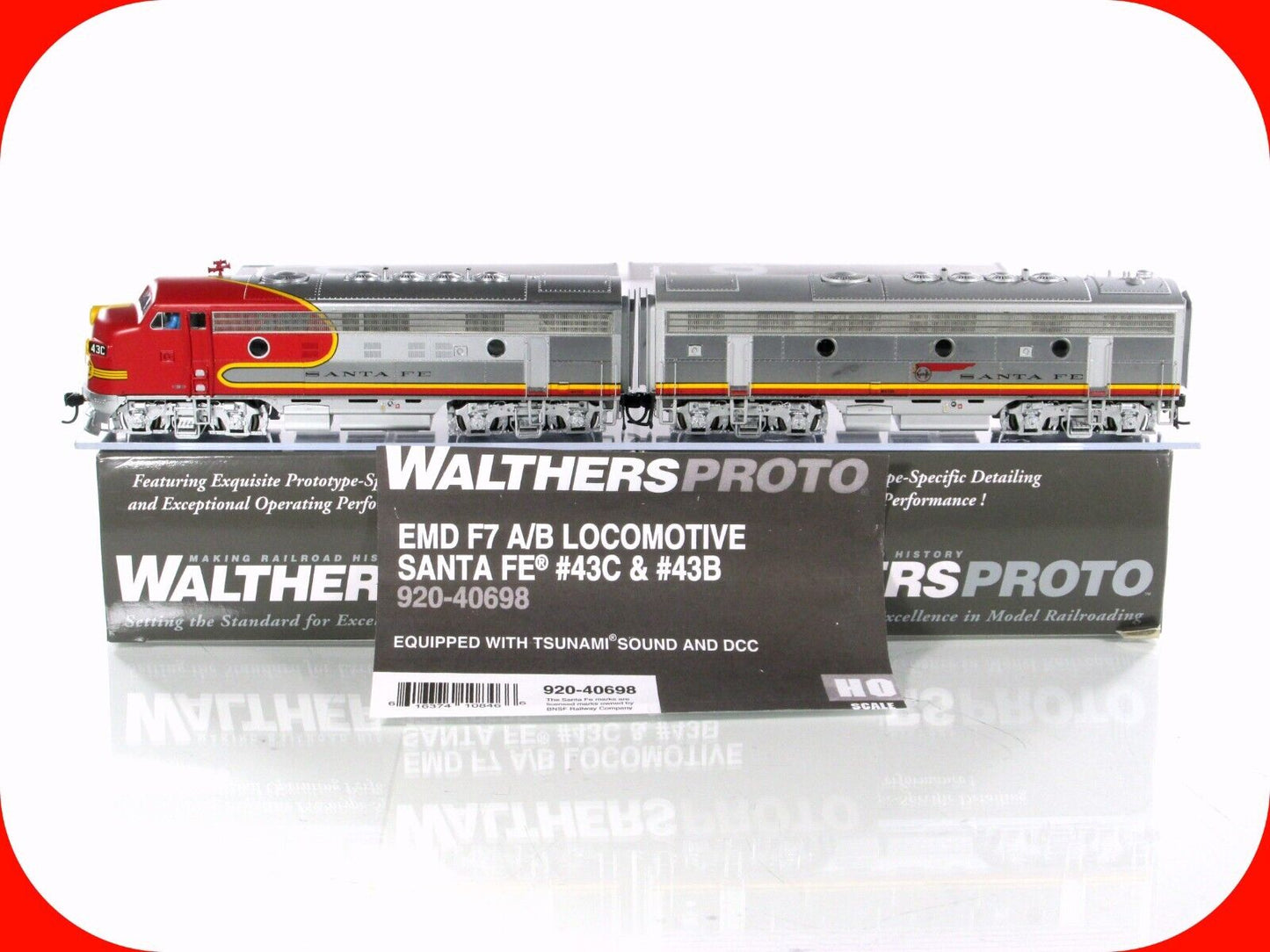 HO Scale ***SANTA FE*** F7A-F7B #43 ---- Walthers 920-40698 w/ DCC Tsunami Sound