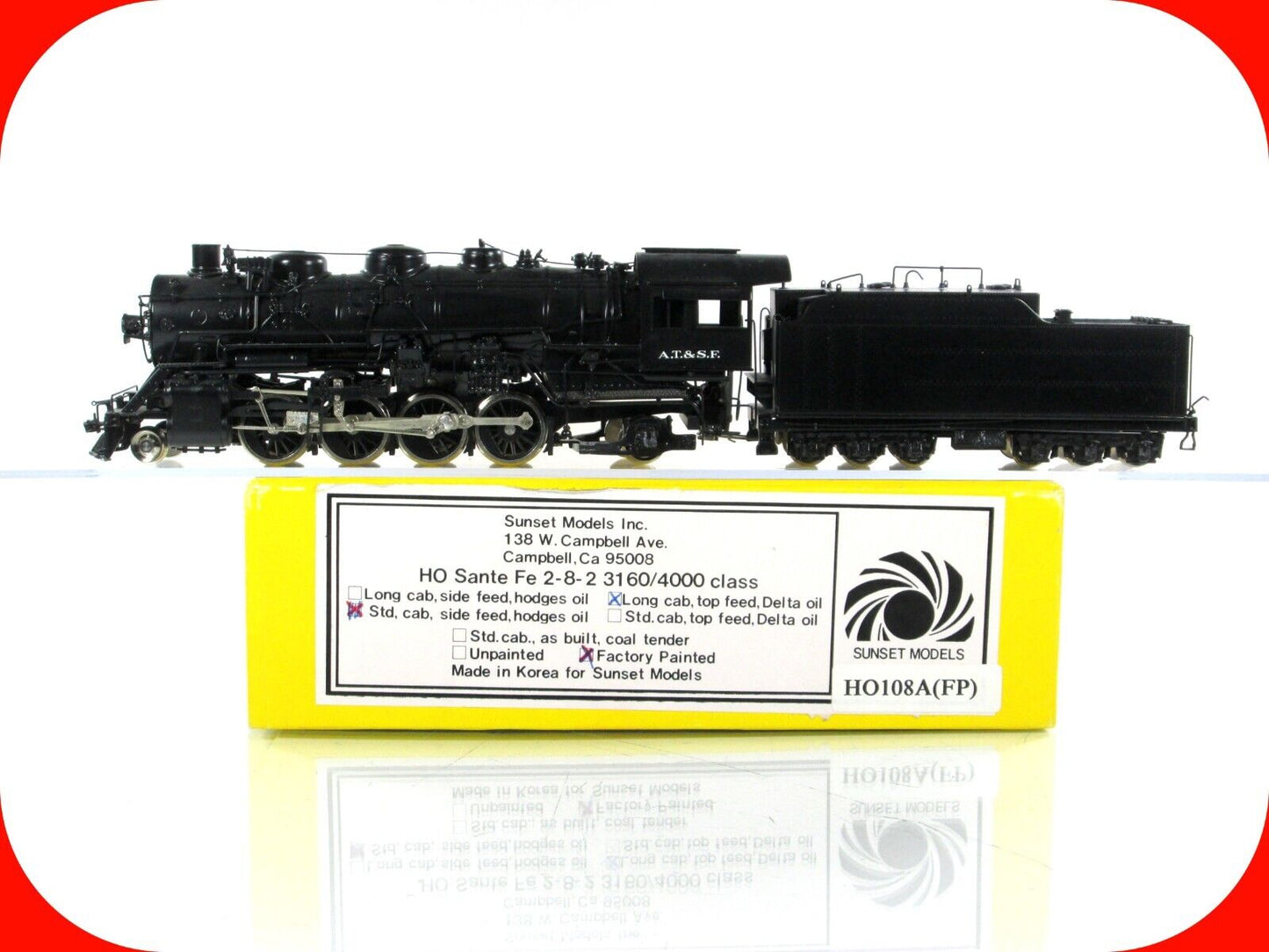 HO Scale Brass ***SANTA FE***  2-8-2  3160/4000 Class Locomotive - Sunset Models