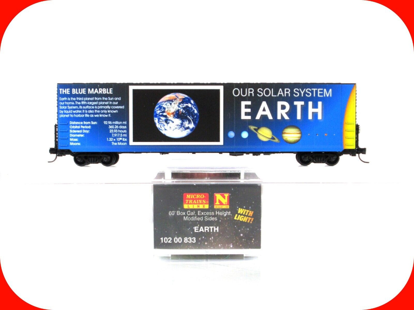 N Scale **EARTH** Solar System Series 60' Box Car -Micro Trains 10200833 LIGHTED