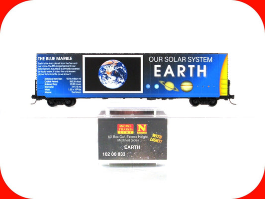 N Scale **EARTH** Solar System Series 60' Box Car -Micro Trains 10200833 LIGHTED