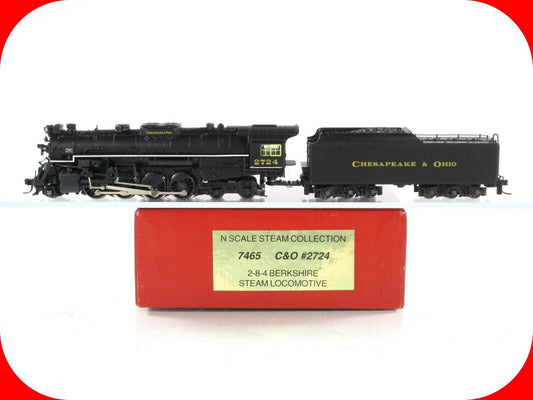 N Scale **CHESAPEAKE & OHIO** 2-8-4 Berkshire Locomotive #2724 -- Life-Like 7465