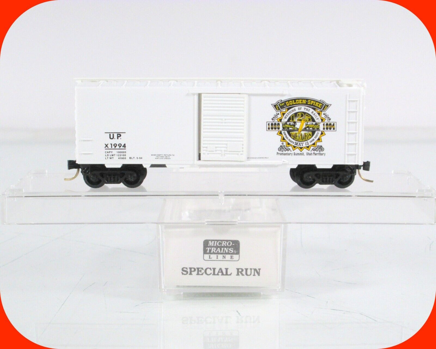 N Scale **U.P. GOLDEN SPIKE** *1869-1994* Box Car -- Micro Trains / Lowell Smith