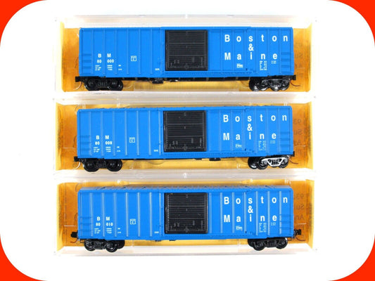 N Scale ***BOSTON MAINE** 50' Box Car 3-Set - Premiere Editions 2526, MTL **RARE
