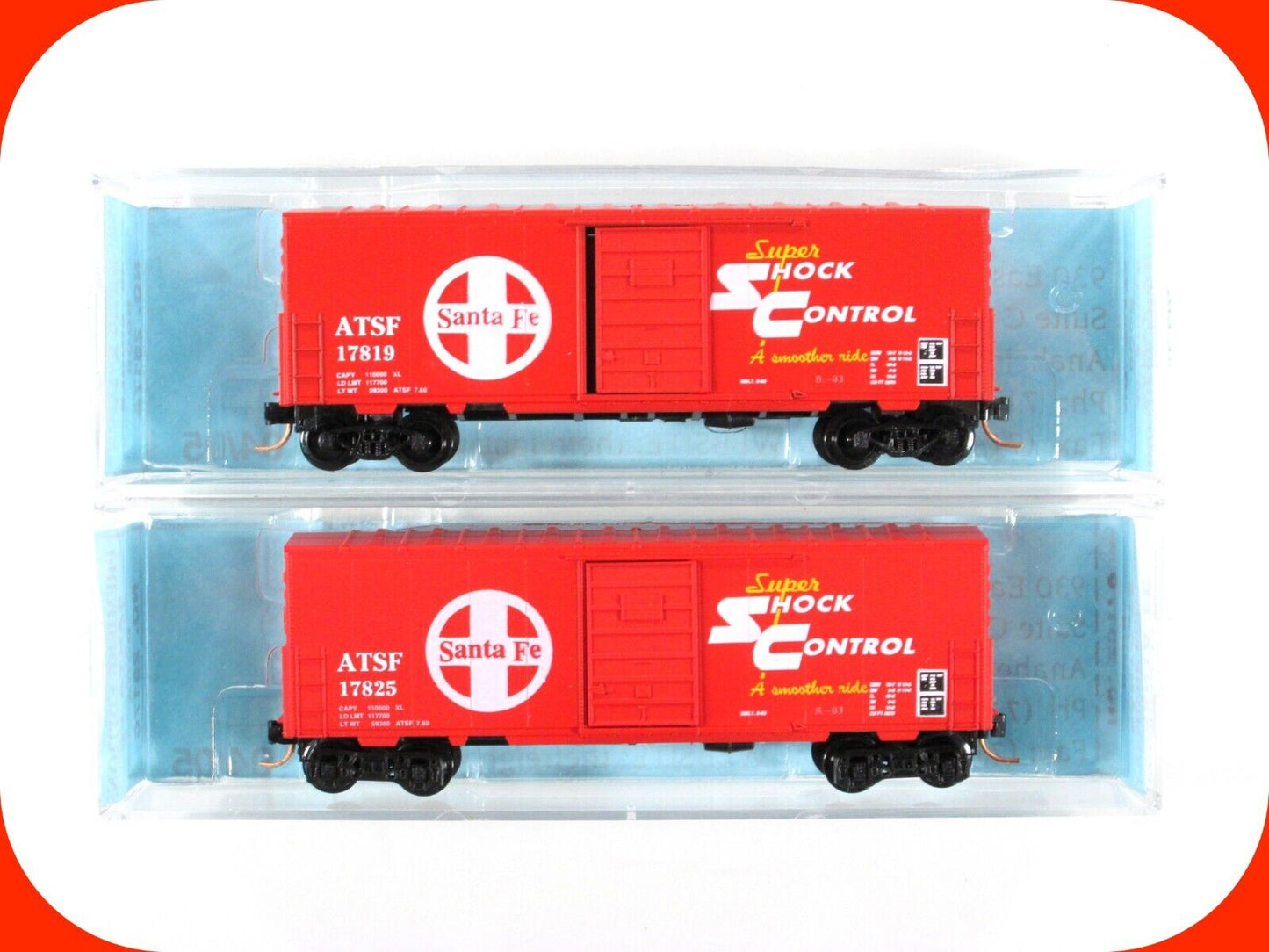 N Scale ***SANTA FE*** Box Car 2-Pack Set -- Premiere Editions 2417, MTL ***RARE