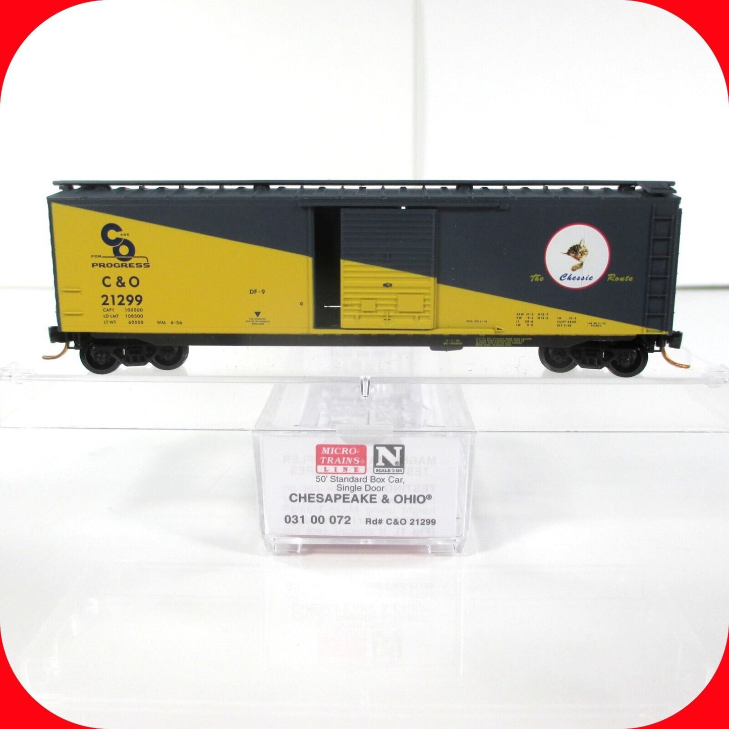 N Scale CHESAPEAKE OHIO, CHESSIE KITTEN Box Car C&O 21299 -Micro Trains 03100072