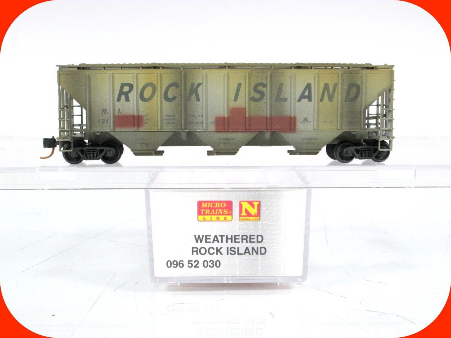 N Scale ***ROCK ISLAND*** Weathered 3-Bay Covered Hopper - Micro Trains 09652030