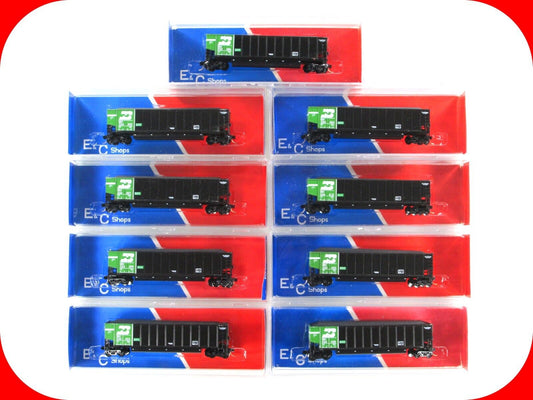 N Scale **BURLINGTON NORTHERN** Coalporter 9-Pack - LBF, E&C Shops 750, MTL Cplr