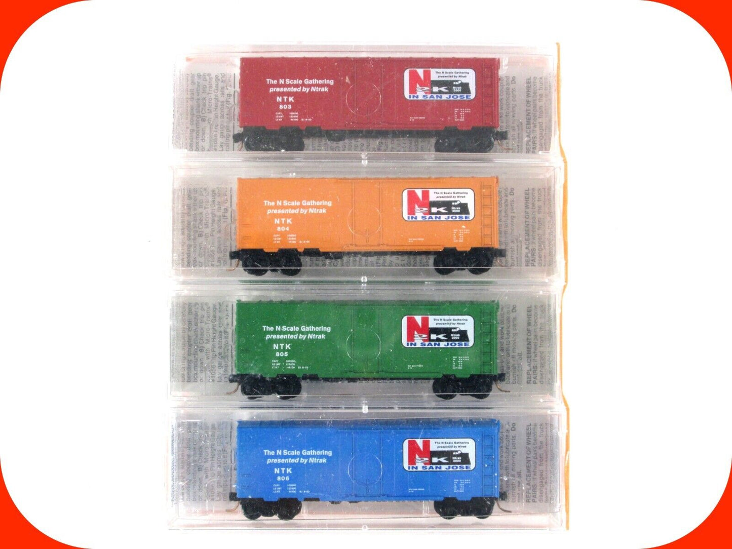 N Scale ***NTRAK 2000 SAN JOSE*** 40' Box Car 4-Pack - Micro Trains Special RARE