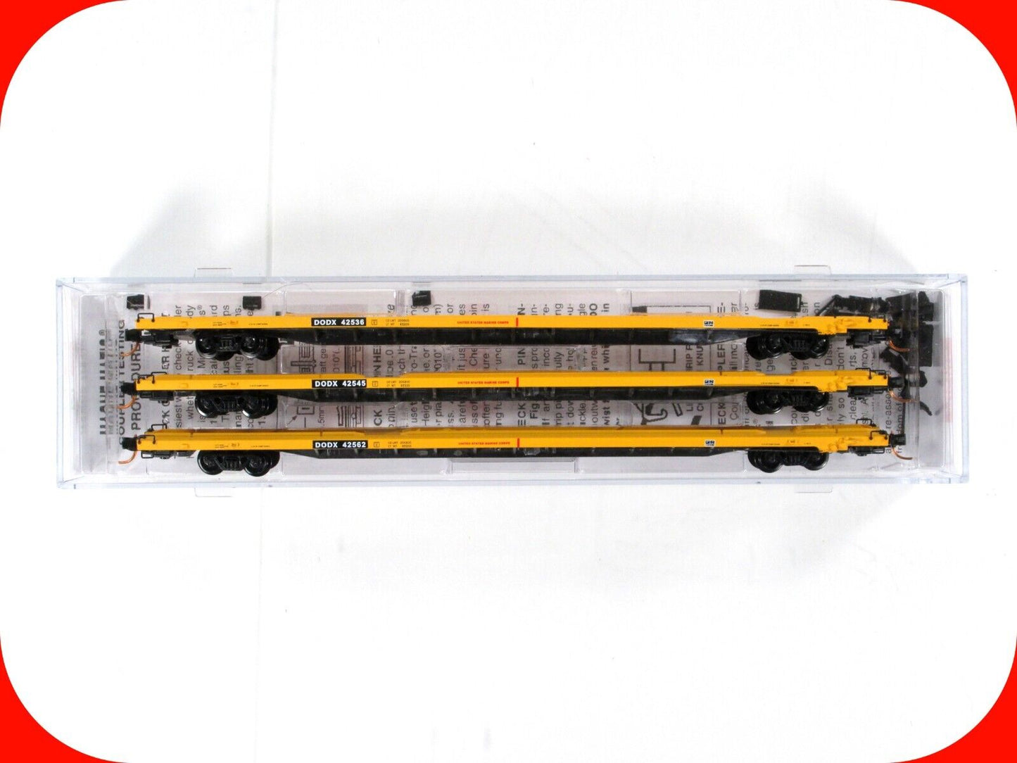 N Scale **US MARINE CORPS** 89' TOFC Flat Car 3-Pk, DODX - Micro Trains 99301100