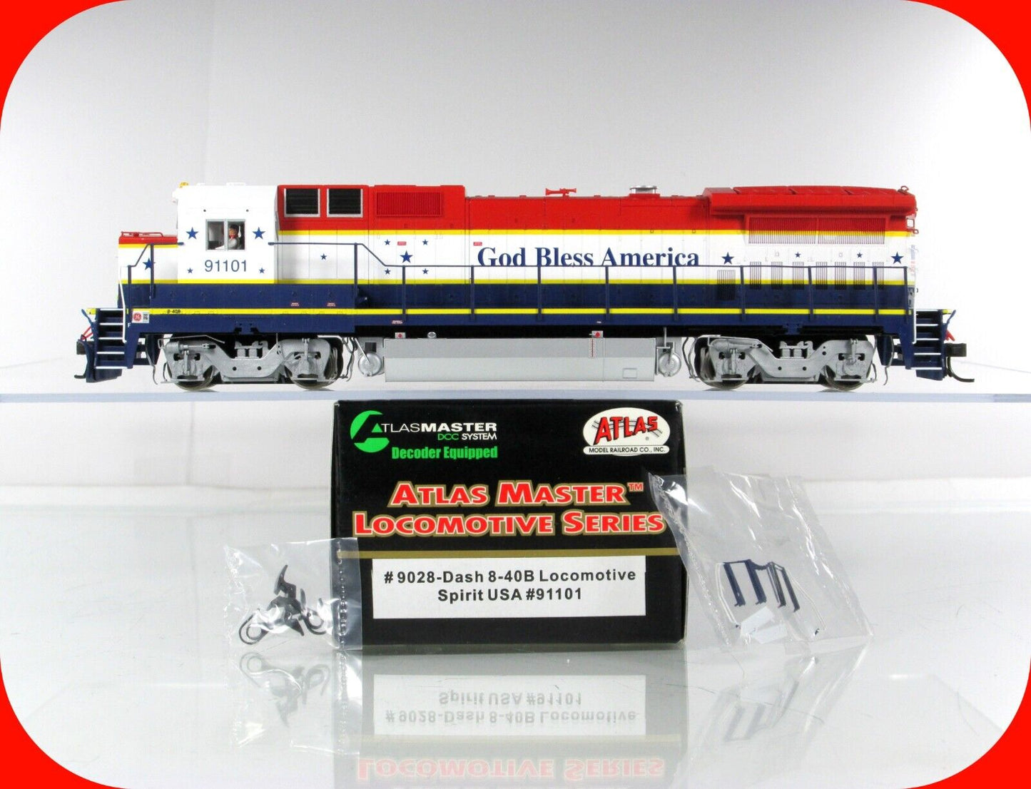 HO Scale *GOD BLESS AMERICA, 9/11* Dash 8-40B -Atlas Master 9013, DCC Rdy, *Read