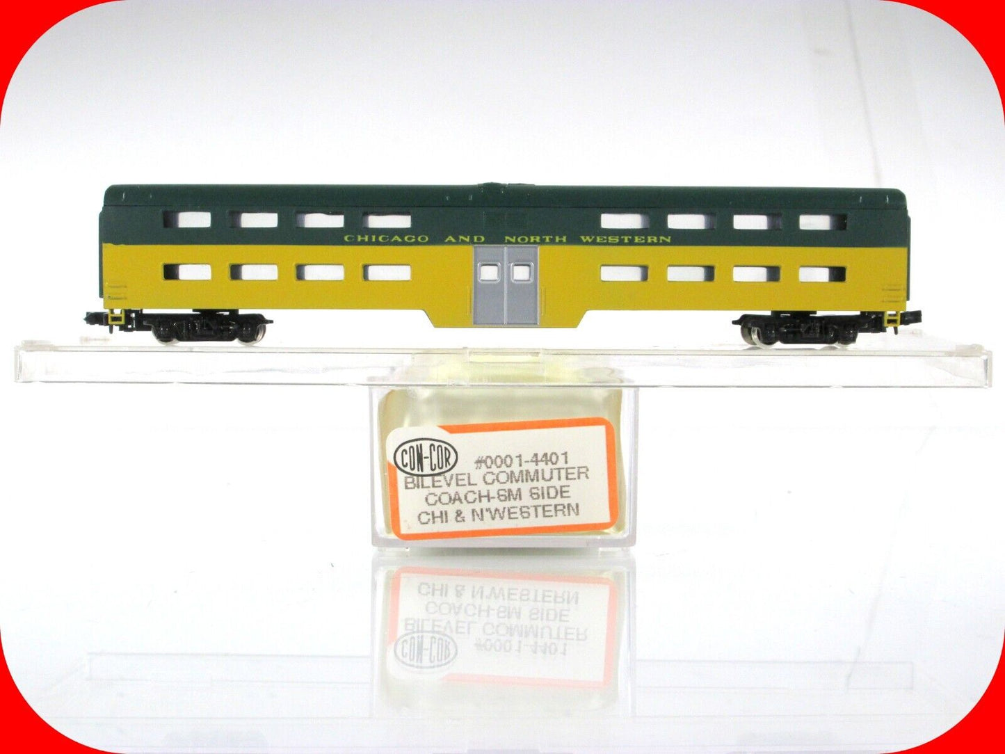 N Scale CHICAGO & NORTH WESTERN Bi-Level Commuter Coach Car - CNW , Con-Cor 4401