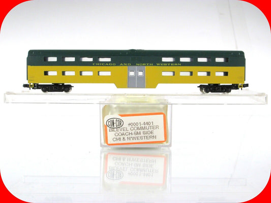 N Scale CHICAGO & NORTH WESTERN Bi-Level Commuter Coach Car - CNW , Con-Cor 4401