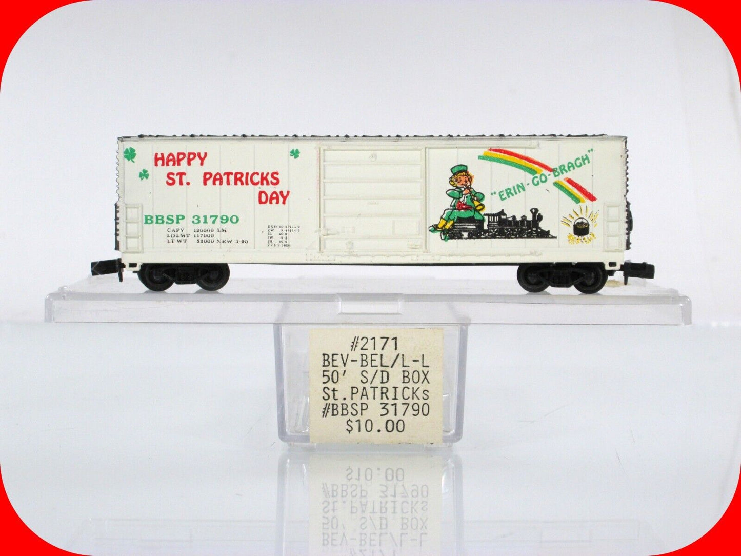 N Scale **HAPPY ST PATRICK'S DAY** 50' Box Car #31790 - Bev-Bel / Life-Like 2171