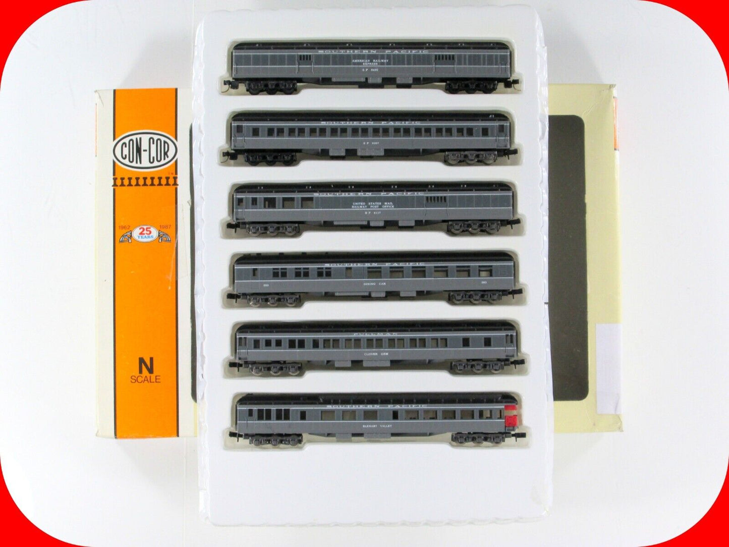 N Scale ***SOUTHERN PACIFIC LARK*** HvyWght Passenger 6-Car Set - Con-Cor 570023
