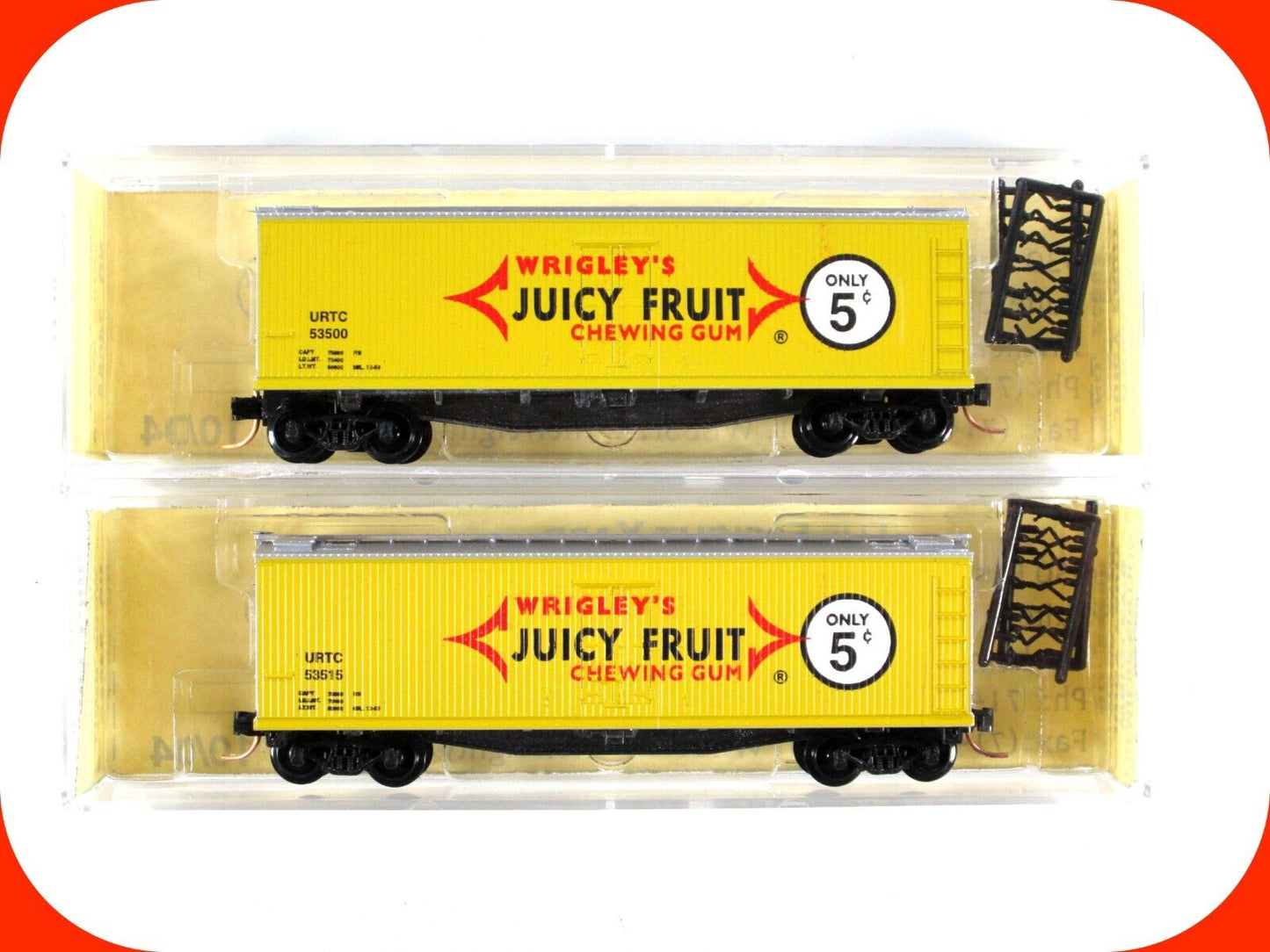 N Scale ***JUICY FRUIT*** Reefer 2-Pack Set - Premiere Editions 2466, MTL **RARE