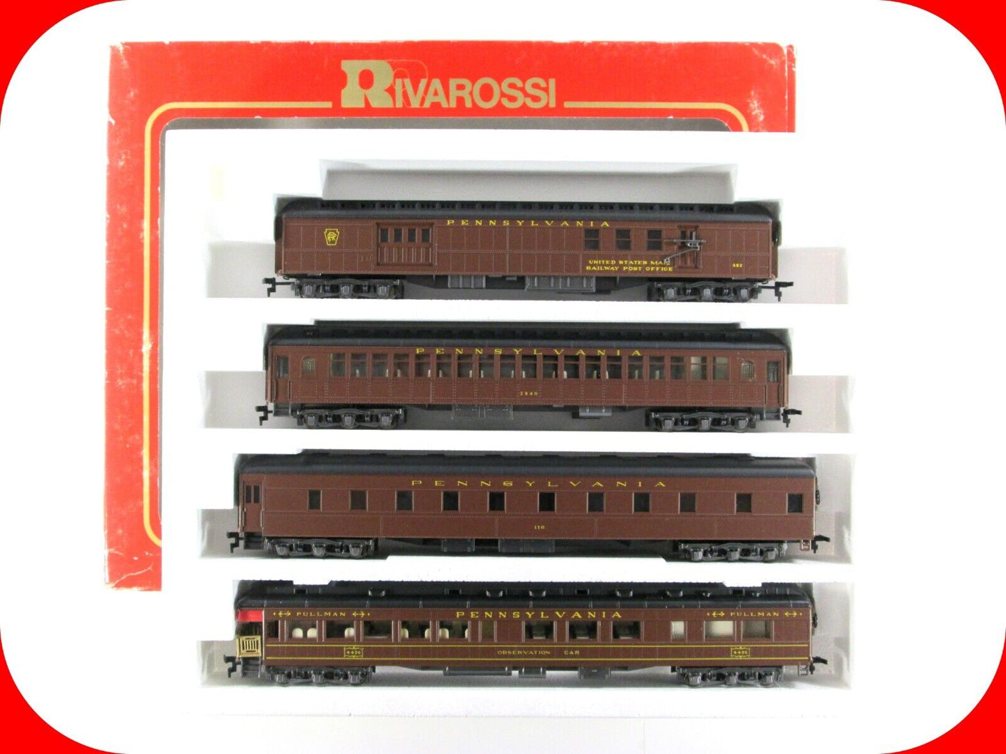 HO Scale *PENNSYLVANIA* 1920s Heavyweight Passenger 4-Car Set B - Rivarossi 6917