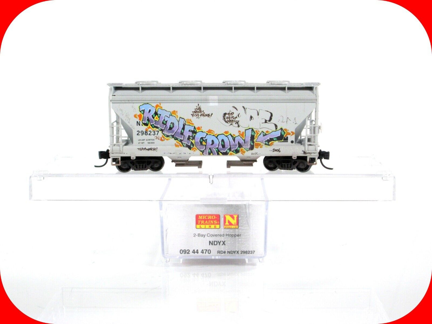 N Scale ***NDYX*** Weathered & Graffiti Hopper #298237 --- Micro Trains 09244470