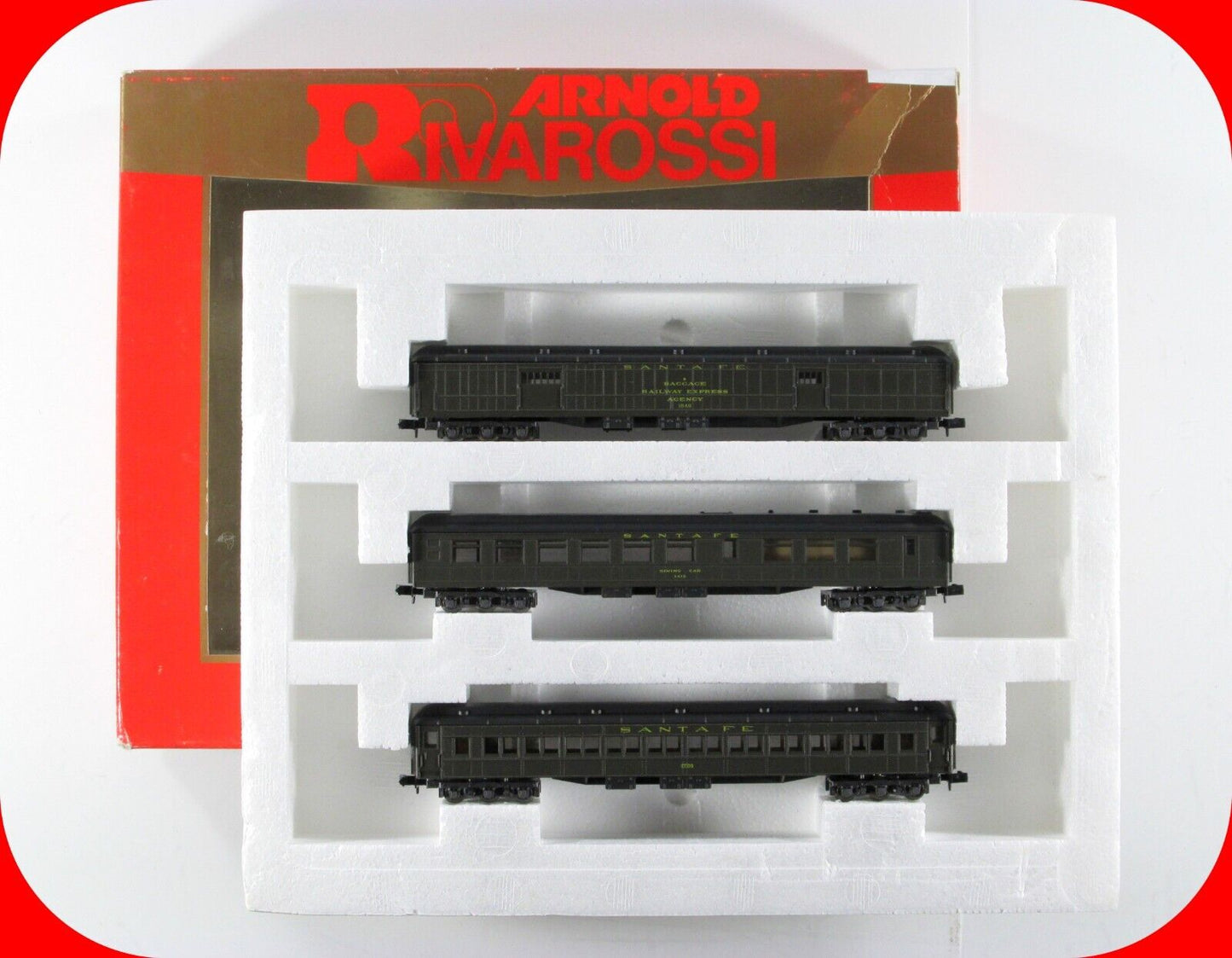 N Scale ***SANTA FE*** Heavyweight Passenger 3-Car Set --Arnold / Rivarossi 0522