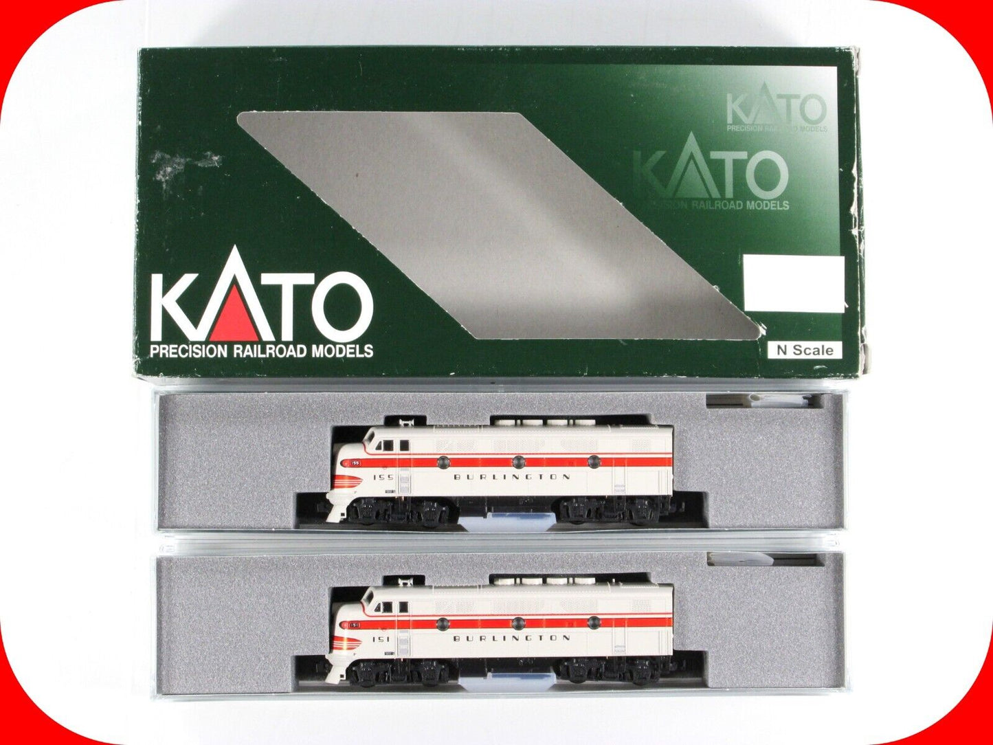 N Scale **CHICAGO BURLINGTON QUINCY** F2A Locomotive Set - Kato 106-0202 DCC Rdy