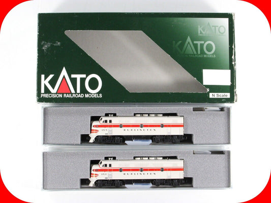 N Scale **CHICAGO BURLINGTON QUINCY** F2A Locomotive Set - Kato 106-0202 DCC Rdy