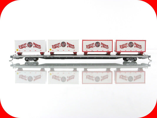 N Scale **RINGLING** Circus Wagons, 89' Flat Car #84702 -  Micro Trains 99301140