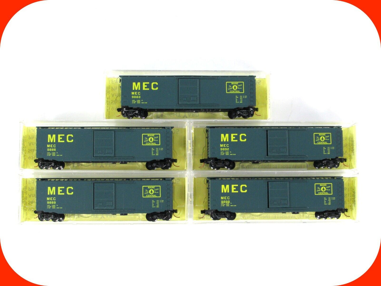 N Scale **MAINE CENTRAL** 50' Box Car 5-Set - Premiere Editions 2527, MTL **RARE