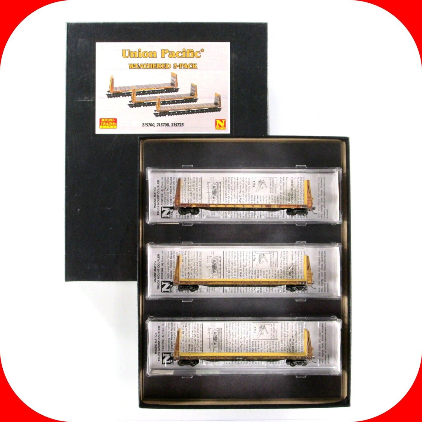N Scale **UNION PACIFIC** Weathered 61' Bulkhead 3-Pack -- Micro Trains 98305049