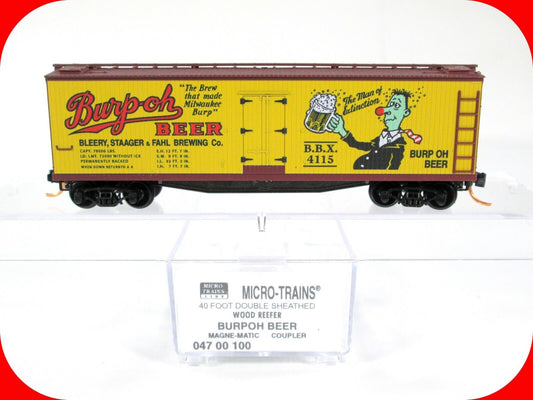 N Scale BURP-OH BEER 40' Wood Ice Reefer -- BBX 4115 --  Micro Trains 04700100