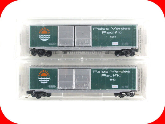 N Scale PALOS VERDES PACIFIC 50' 2-Box Car Set #6951 6952 - Micro Trains Special