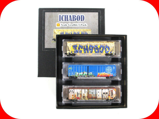 N Scale **ICHABOD** Weathered & Graffiti Car 3-Pack Set -- Micro Trains 99305350