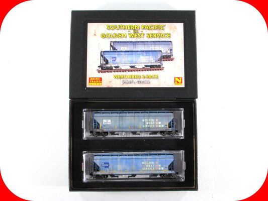 N Scale **SP Ex-GOLDEN WEST** Weathered 3-Bay Hopper Set - Micro Trains 99305970