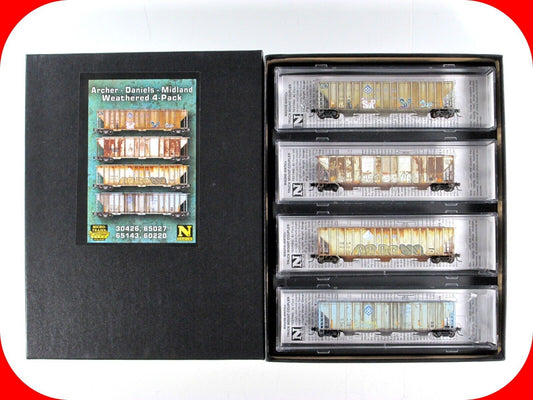 N Scale **ADM** Weathered & Graffiti Hopper 4-Pack Set --- Micro Trains 98305028