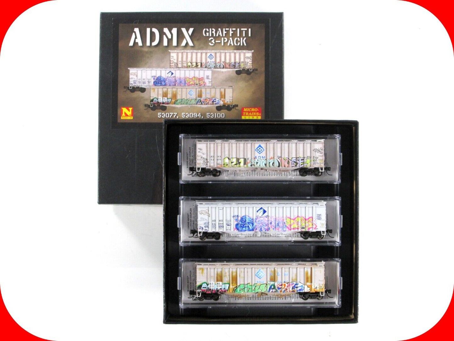 N Scale ***ADMX*** Weathered & Graffiti Hopper 3-Pack Set -Micro Trains 99305720