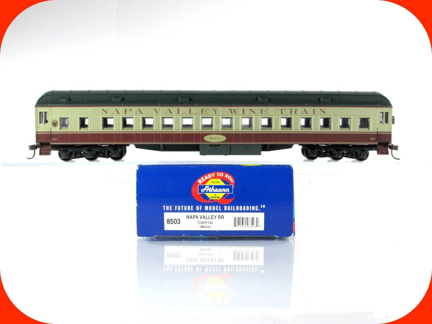 HO Scale ***NAPA VALLEY*** Coach "Merlot", NVRR 1017 -Athearn 8503, Metal Wheels