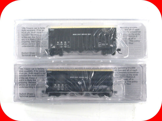 N Scale **SEABOARD** Woodchip Hopper 2-Pack Set w/ Loads - SBD  -- Bluford 18022