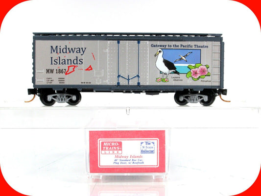 N Scale ***MIDWAY ISLANDS*** 40' Box Car, MW 1967 ----- Micro Trains Special Run