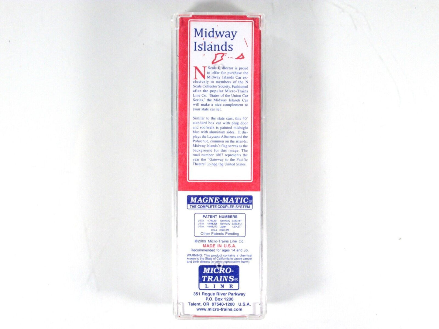 N Scale ***MIDWAY ISLANDS*** 40' Box Car, MW 1967 ----- Micro Trains Special Run