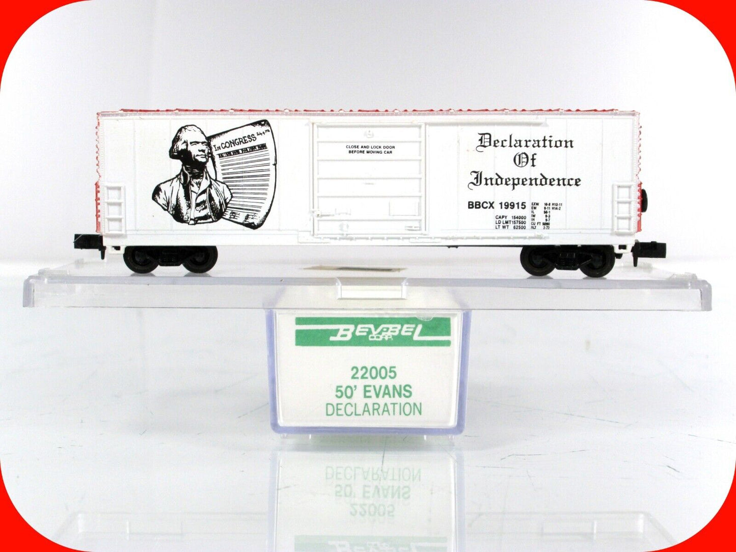 N Scale ***DECLARATION of INDEPENDENCE*** 50' Box Car BBCX 19915 - Bev-Bel 22005